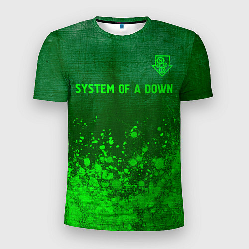 Мужская спорт-футболка System of a Down - green gradient посередине / 3D-принт – фото 1