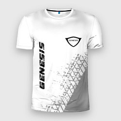 Футболка спортивная мужская Genesis speed на светлом фоне со следами шин верти, цвет: 3D-принт
