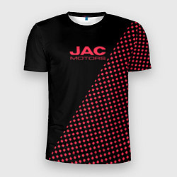 Мужская спорт-футболка Jac motors чёрно-розовый шахматка