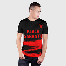 Футболка спортивная мужская Black Sabbath - red gradient посередине, цвет: 3D-принт — фото 2