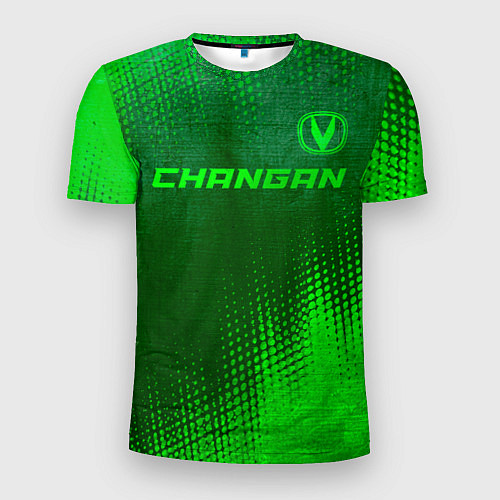 Мужская спорт-футболка Changan - green gradient посередине / 3D-принт – фото 1