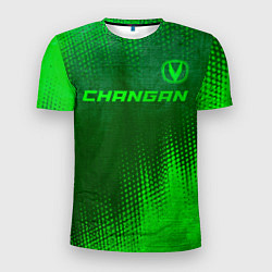 Мужская спорт-футболка Changan - green gradient посередине