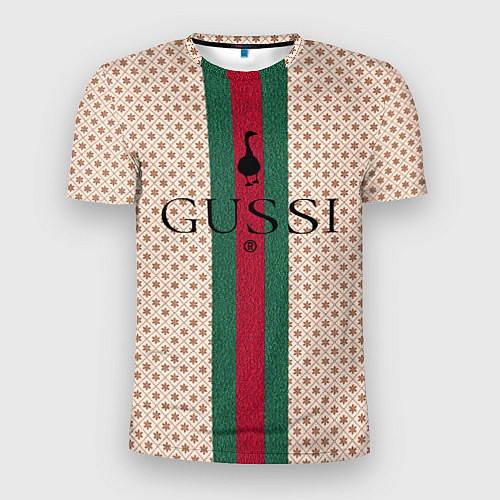 Мужская спорт-футболка Гусси - зелено-красная полоса / 3D-принт – фото 1