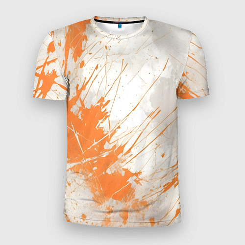 Мужская спорт-футболка Оранжевая краска на белом / 3D-принт – фото 1