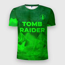 Мужская спорт-футболка Tomb Raider - green gradient посередине