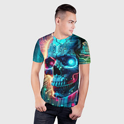 Футболка спортивная мужская Cool cyber skull - neon glow, цвет: 3D-принт — фото 2