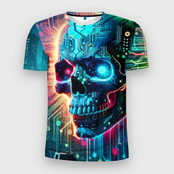 Мужская спорт-футболка Cool cyber skull - neon glow