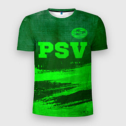 Мужская спорт-футболка PSV - green gradient посередине