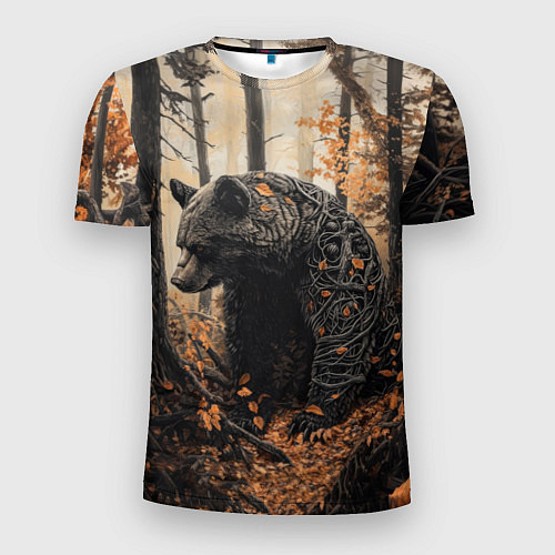 Мужская спорт-футболка Медведь в осенней чаще / 3D-принт – фото 1
