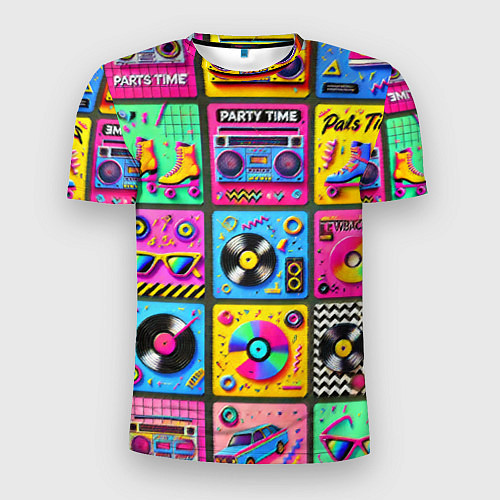 Мужская спорт-футболка Вибрации 90-х вечеринка в стиле ретро / 3D-принт – фото 1