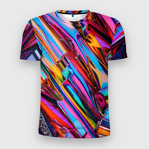 Мужская спорт-футболка Разноцветная фольга / 3D-принт – фото 1