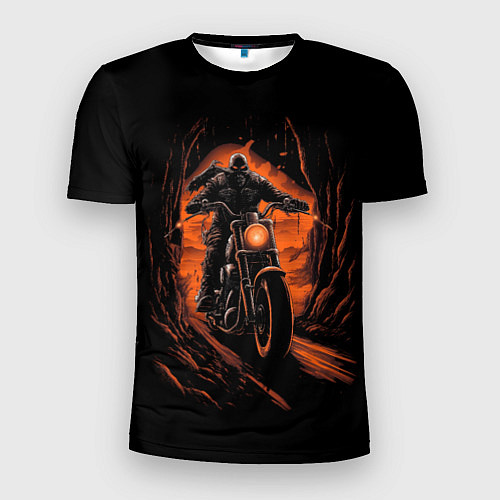 Мужская спорт-футболка Мотоциклист с черепом / 3D-принт – фото 1