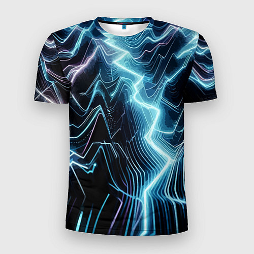 Мужская спорт-футболка Разряд молнии - неоновое свечение / 3D-принт – фото 1