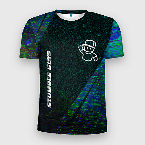 Мужская спорт-футболка Stumble Guys glitch blue / 3D-принт – фото 1