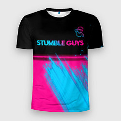 Мужская спорт-футболка Stumble Guys - neon gradient посередине