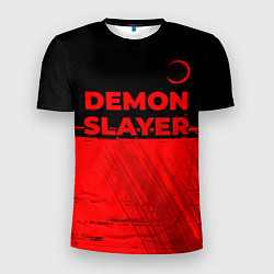 Футболка спортивная мужская Demon Slayer - red gradient посередине, цвет: 3D-принт