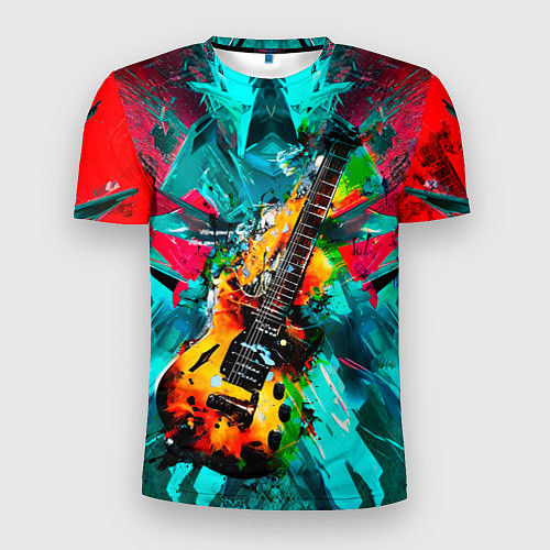 Мужская спорт-футболка Электрогитара в красках / 3D-принт – фото 1