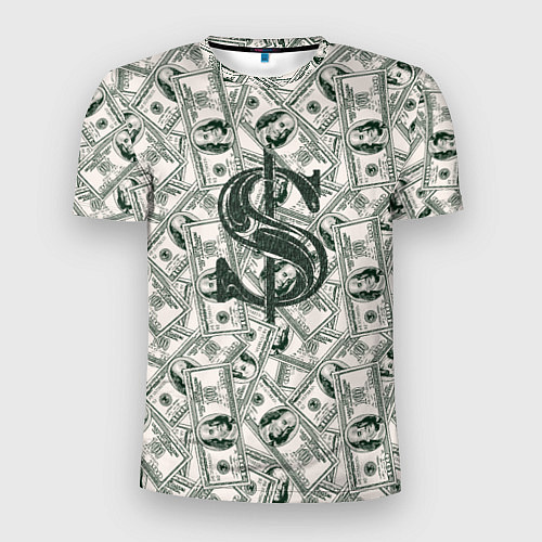 Мужская спорт-футболка Знак доллар - зелень / 3D-принт – фото 1