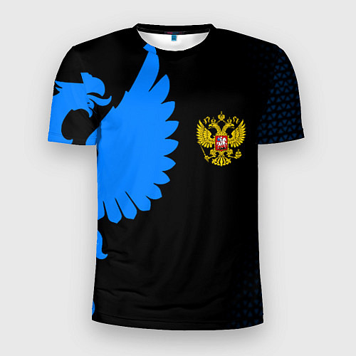 Мужская спорт-футболка Герб РФ синий / 3D-принт – фото 1