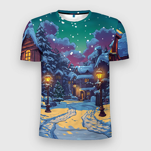 Мужская спорт-футболка Глубокая зимняя ночь перед рождеством / 3D-принт – фото 1
