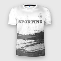 Мужская спорт-футболка Sporting - white gradient посередине