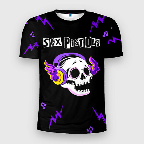 Мужская спорт-футболка Sex Pistols неоновый череп / 3D-принт – фото 1