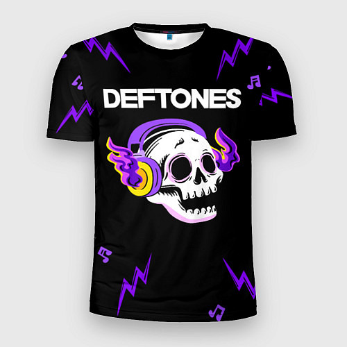 Мужская спорт-футболка Deftones неоновый череп / 3D-принт – фото 1