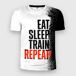 Футболка спортивная мужская Eat sleep train repeat, цвет: 3D-принт