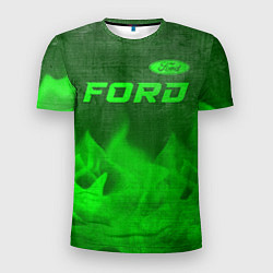 Футболка спортивная мужская Ford - green gradient посередине, цвет: 3D-принт