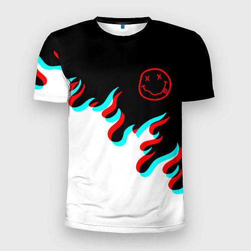 Мужская спорт-футболка Нирвана глитч огонь / 3D-принт – фото 1