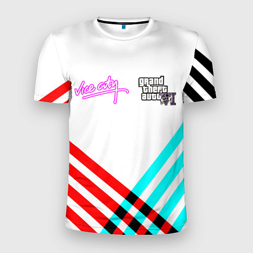 Мужская спорт-футболка GTA6 vice city line / 3D-принт – фото 1