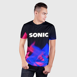 Футболка спортивная мужская Sonic neon flame, цвет: 3D-принт — фото 2