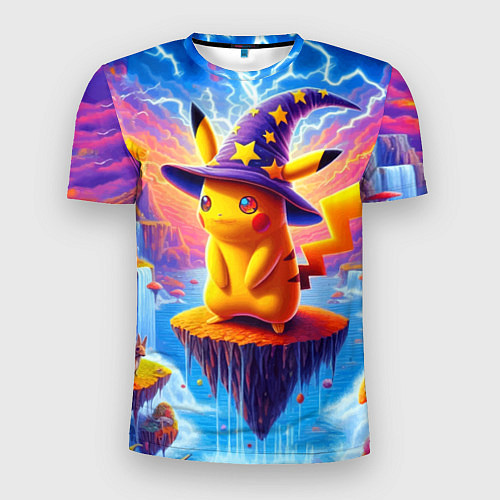 Мужская спорт-футболка Pikachu in a stargazers hat / 3D-принт – фото 1