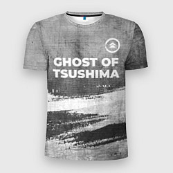 Мужская спорт-футболка Ghost of Tsushima - grey gradient посередине