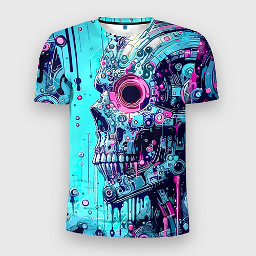 Мужская спорт-футболка Cyber skull - blots sketch / 3D-принт – фото 1