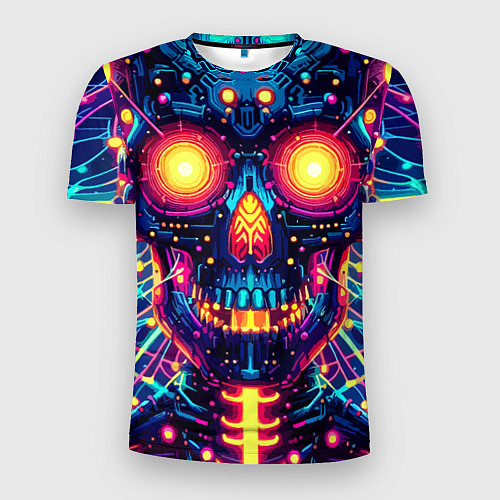 Мужская спорт-футболка Neon skull - ai art fantasy / 3D-принт – фото 1