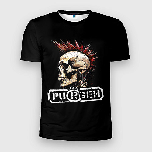 Мужская спорт-футболка Purgen череп к красным ирокезом / 3D-принт – фото 1