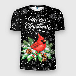 Мужская спорт-футболка Рождественский красный кардинал