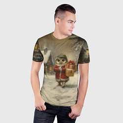 Футболка спортивная мужская Сова с подарками идет праздновать новый год, цвет: 3D-принт — фото 2
