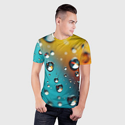 Футболка спортивная мужская Крупные капли на цветном фоне, цвет: 3D-принт — фото 2