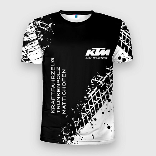 Мужская спорт-футболка KTM - следы от шин / 3D-принт – фото 1
