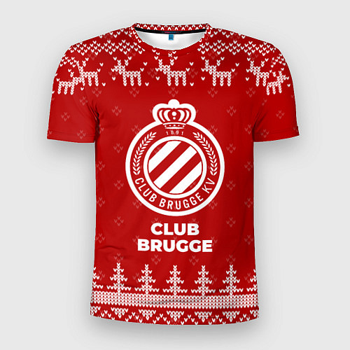 Мужская спорт-футболка Новогодний Club Brugge с оленями / 3D-принт – фото 1