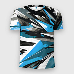 Мужская спорт-футболка Чёрно-сине-белая абстракция