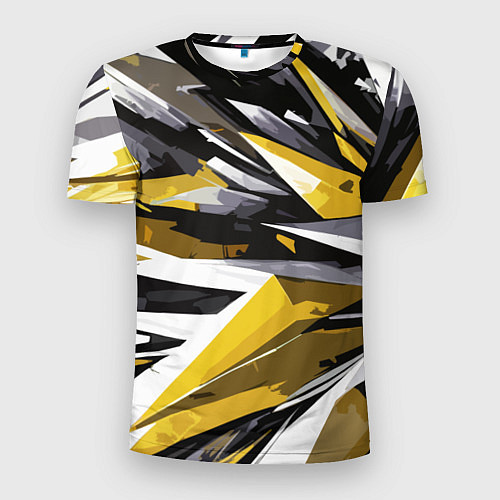 Мужская спорт-футболка Чёрно-жёлто-белая абстракция / 3D-принт – фото 1