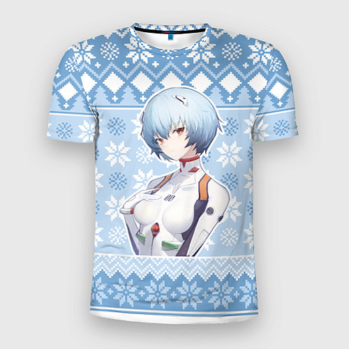 Мужская спорт-футболка Rei christmas sweater Evangelion / 3D-принт – фото 1