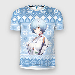 Мужская спорт-футболка Rei christmas sweater Evangelion