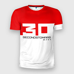 Мужская спорт-футболка 30 Seconds to Mars - red and white