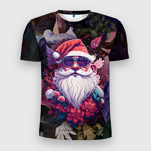 Мужская спорт-футболка Дед мороз в цветах / 3D-принт – фото 1