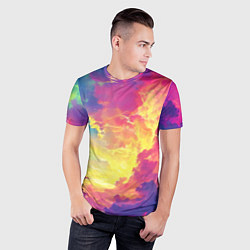 Футболка спортивная мужская Розовые облака на синем небе, цвет: 3D-принт — фото 2