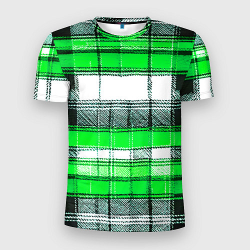 Мужская спорт-футболка Чёрные полосы на зелёном-белом фоне / 3D-принт – фото 1